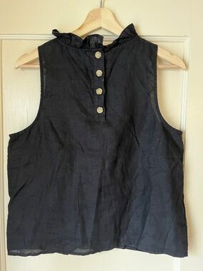 J. Crew Black Ruffle Collar Sleeveless tank